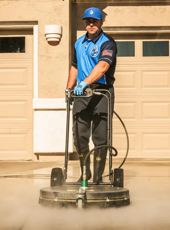 Wash Patrolman Steam Cleaning Concrete Driveway in Prescott